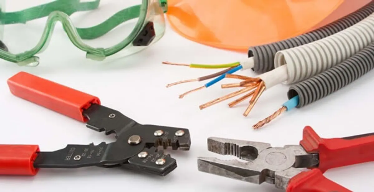 Electrical wiring repair with professional tools and safety equipment in Midlothian, VA